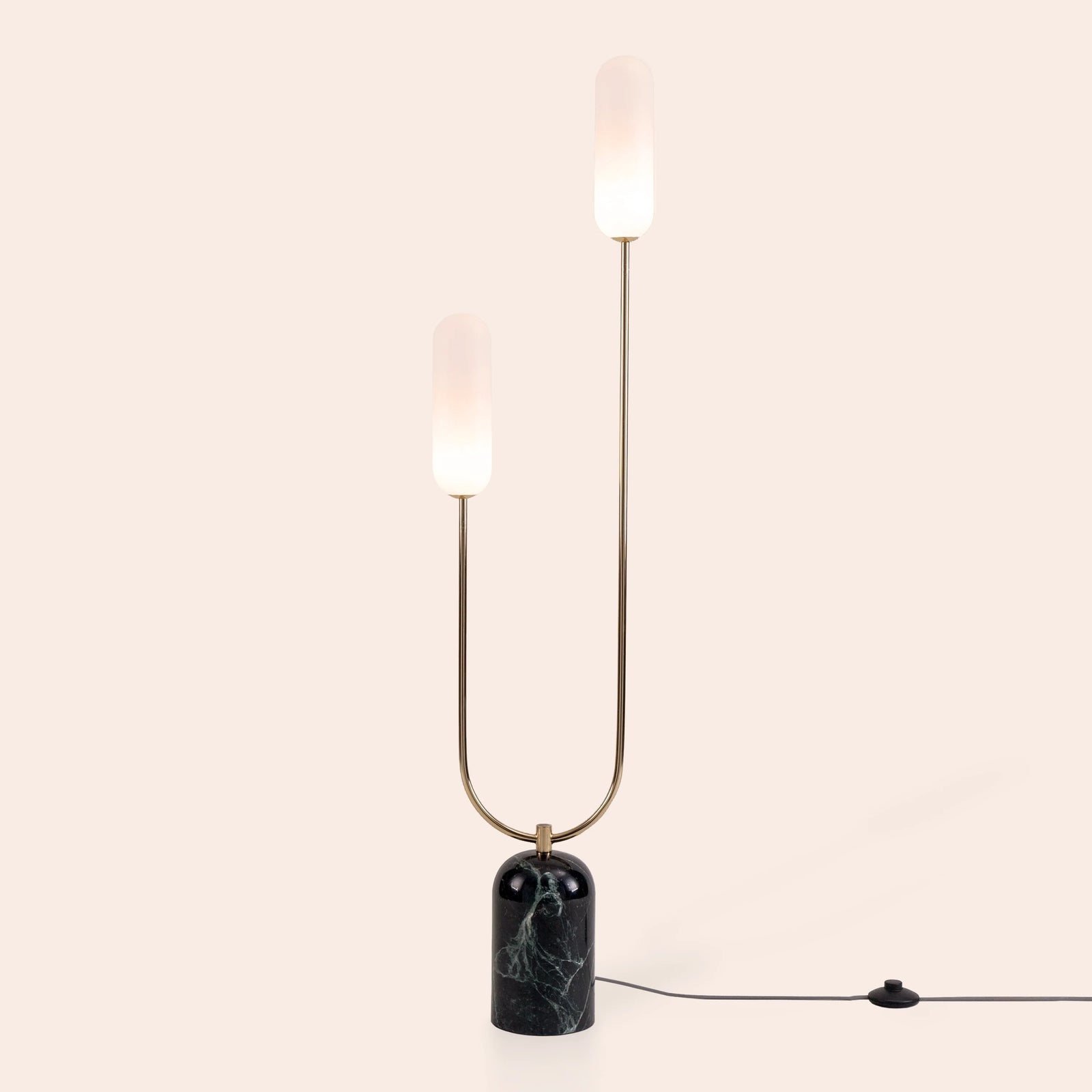 Olive green marble curve floor lamp