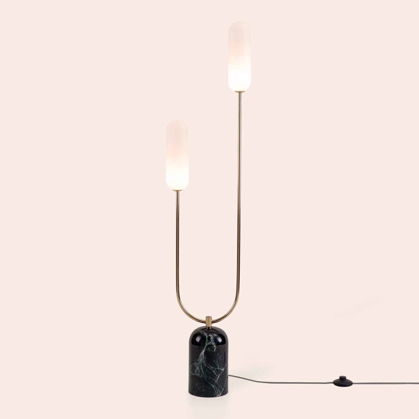 Olive green marble curve floor lamp