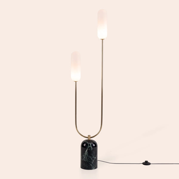 Olive Green Marble Curve Floor Lamp
