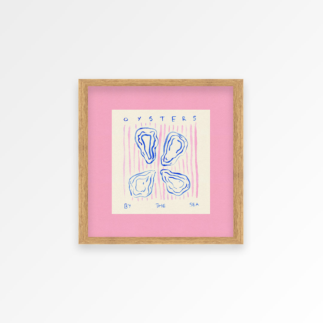 Oysters By The Sea Square Hand Painted Print