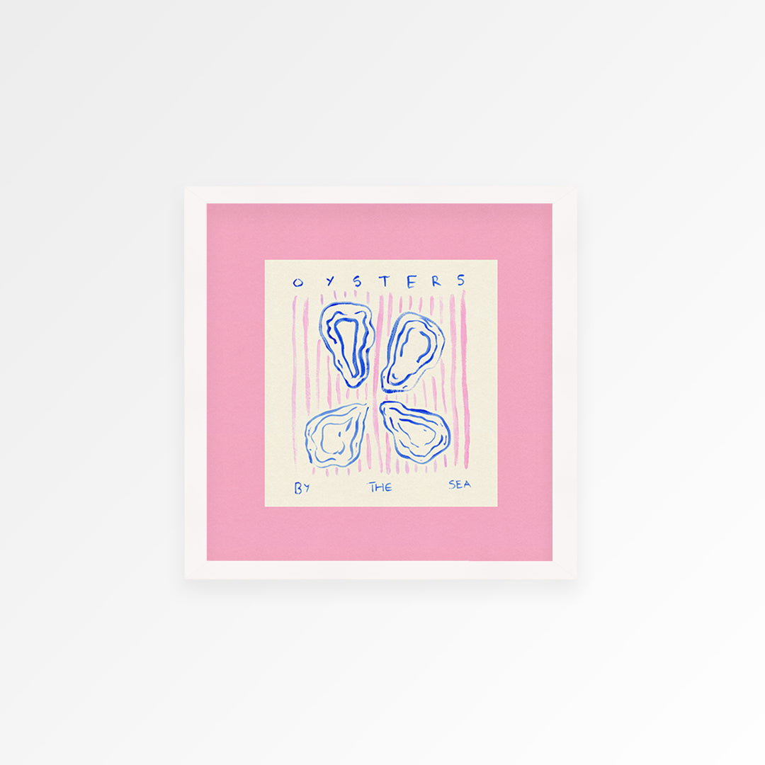 Oysters By The Sea Square Hand Painted Print