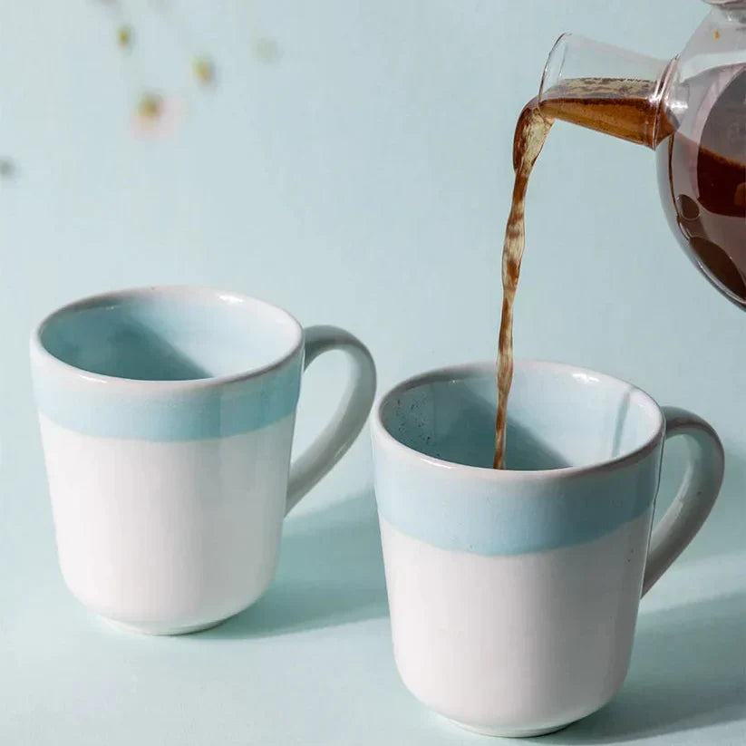 Blue Ocean Breeze Ceramic Mug | Handpainted Ceramic | 11oz (Set of 2)