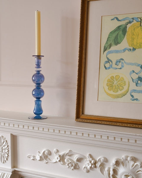 Ombo Glass Candle Holder - Blue