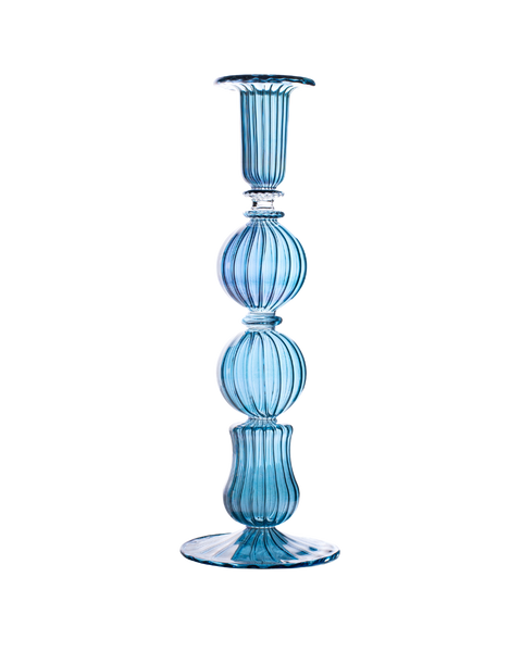 Ombo Glass Candle Holder - Blue