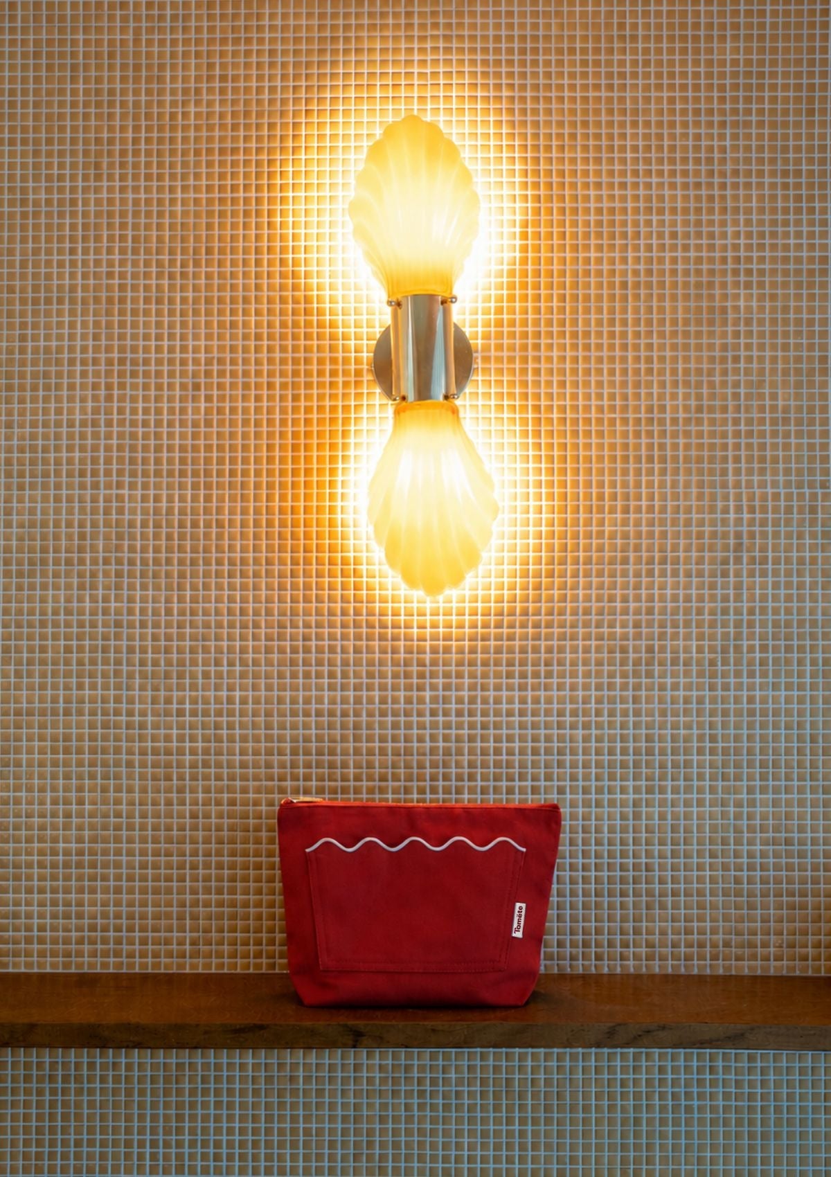 Wavy Pouch in Red & White