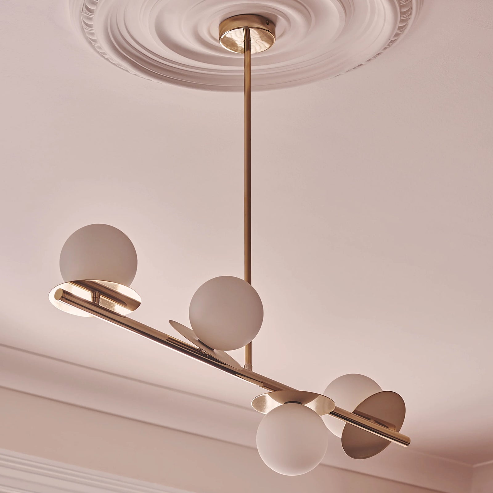 Brass opal disc ceiling light