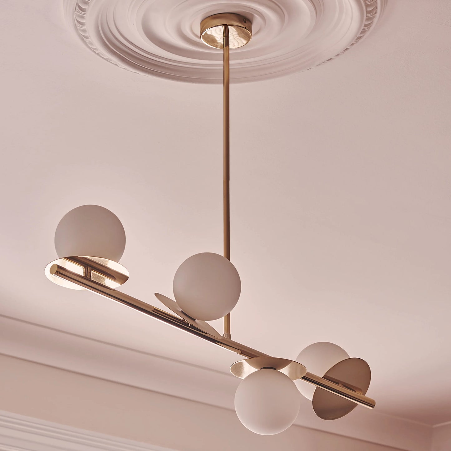 Brass opal disc ceiling light