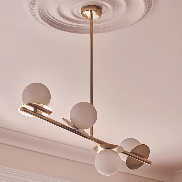 Brass opal disc ceiling light