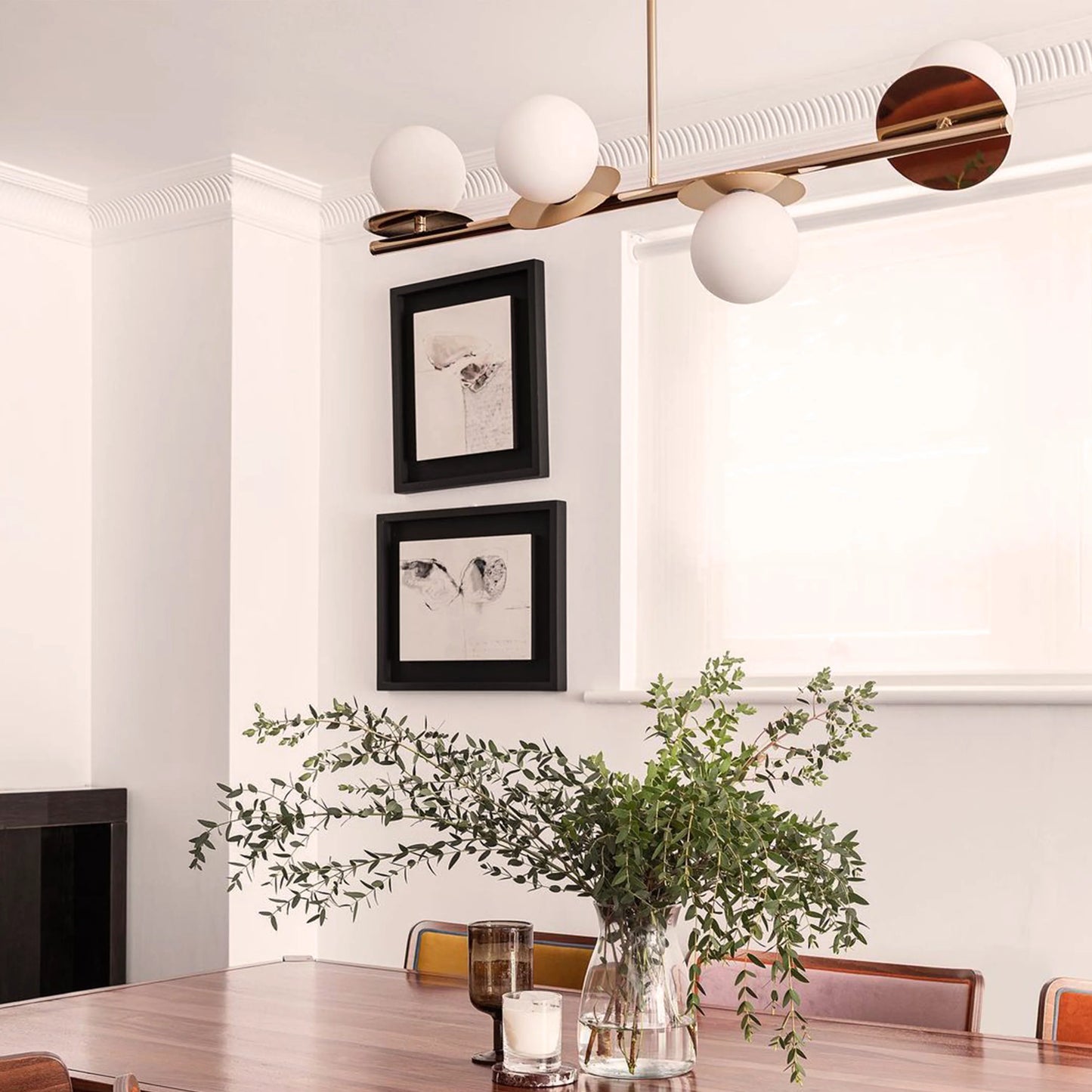Brass opal disc ceiling light