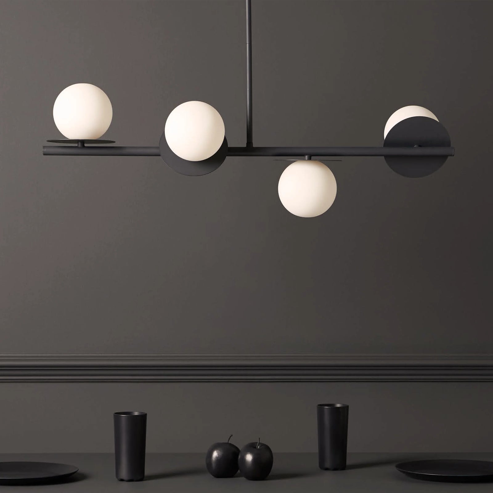 Charcoal grey opal disk ceiling light