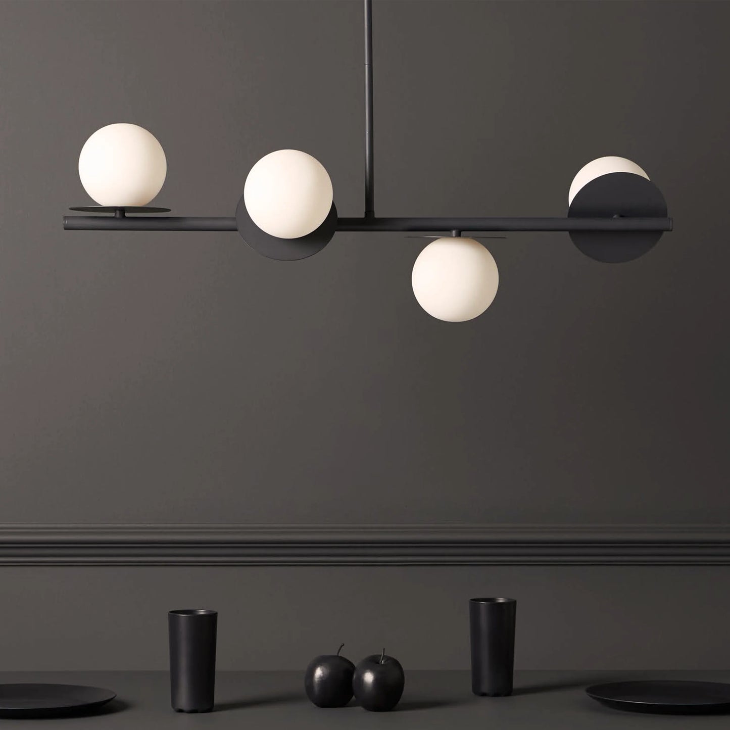Charcoal grey opal disk ceiling light