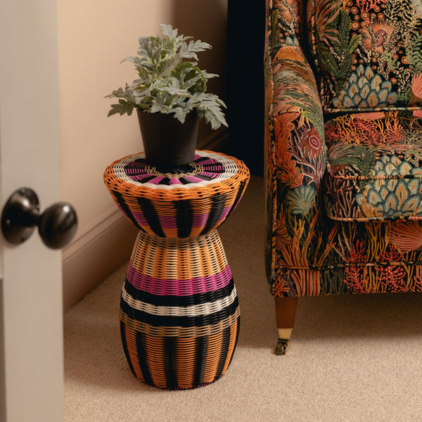 Woven Table | Pink, Orange & Black