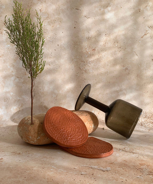 Orma | 2 Coasters 01 Round | Burnt Ochre