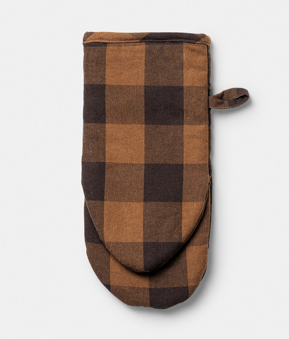 Oven Mit Checked Briwn