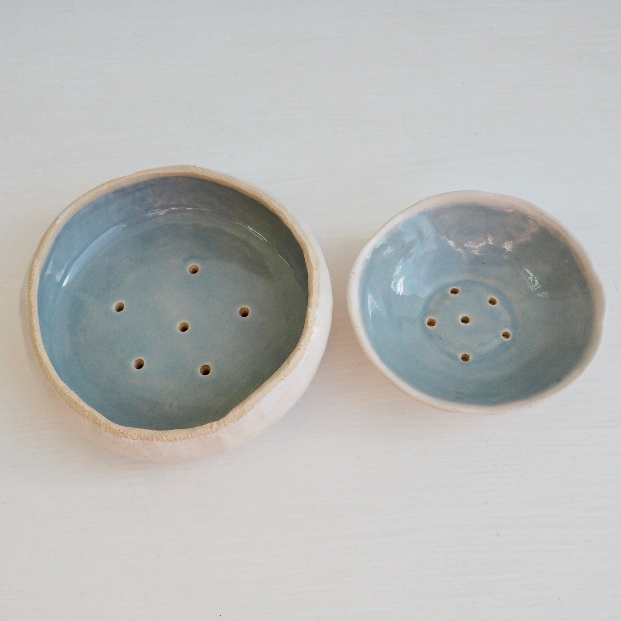 Handmade Large Powder Blue Ceramic Soap Dish