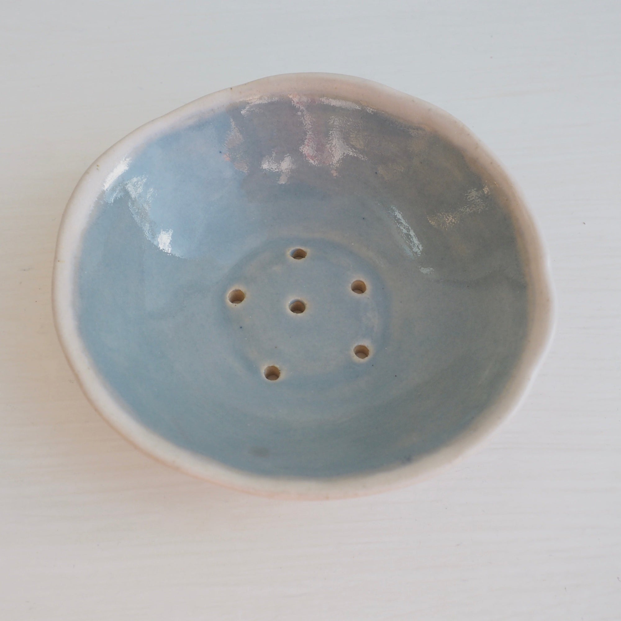 Handmade Large Powder Blue Ceramic Soap Dish