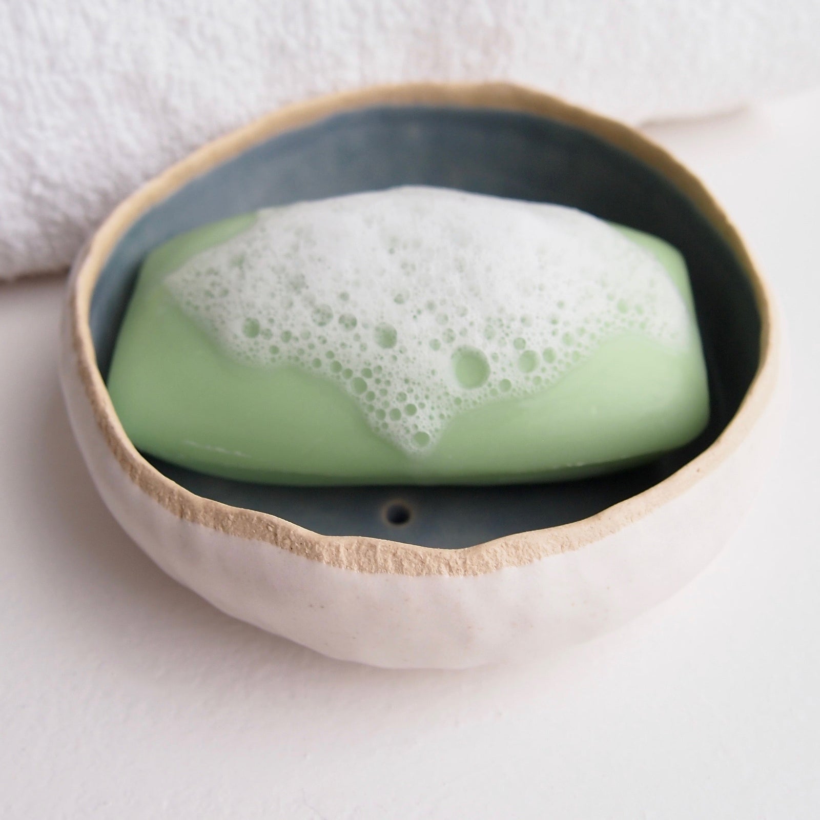 Handmade Large Powder Blue Ceramic Soap Dish