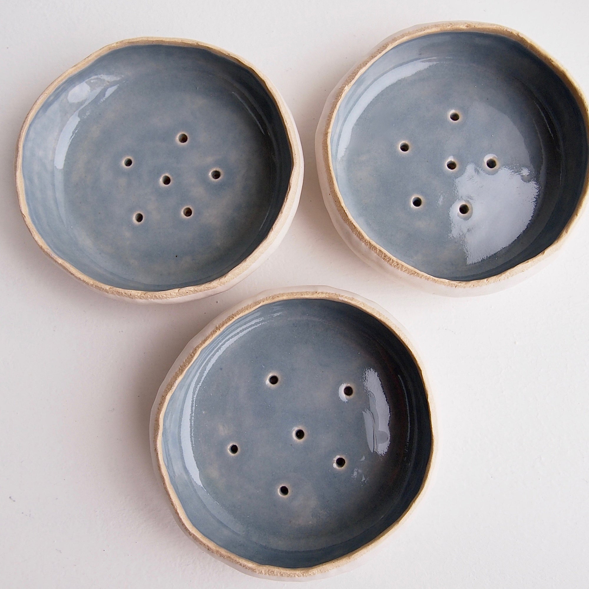 Handmade Large Powder Blue Ceramic Soap Dish