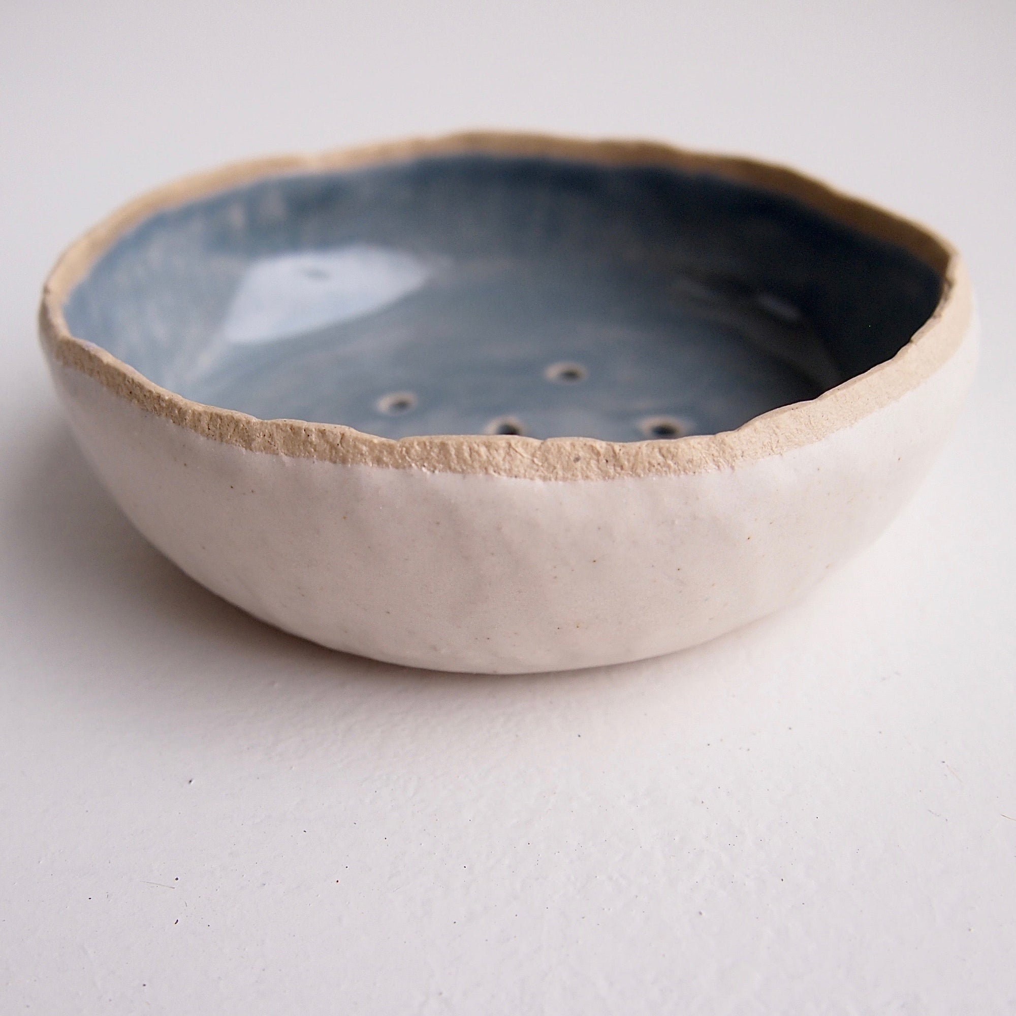 Handmade Large Powder Blue Ceramic Soap Dish