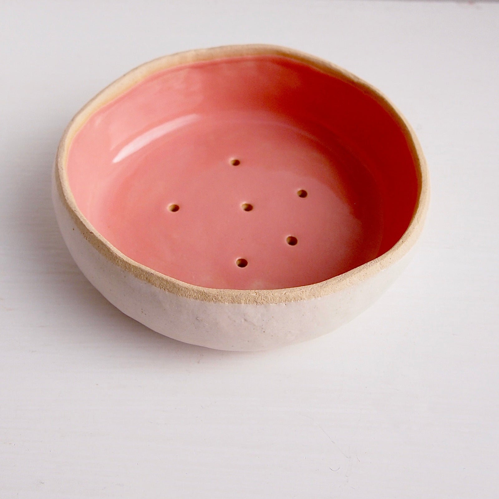Handmade Pastel Pink Ceramic Soap Dish