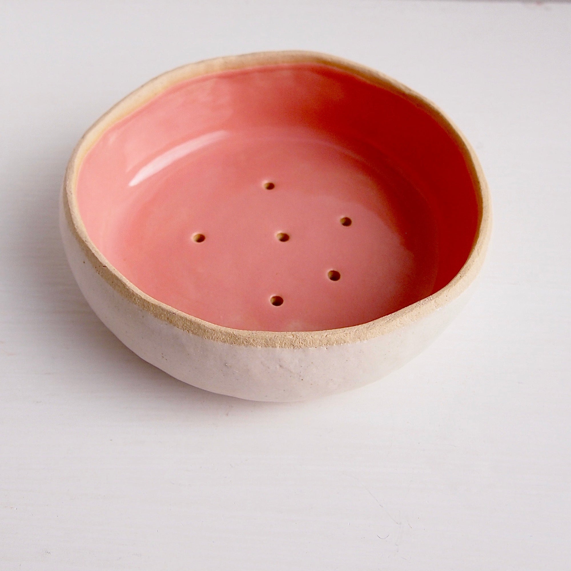 Handmade Pastel Pink Ceramic Soap Dish