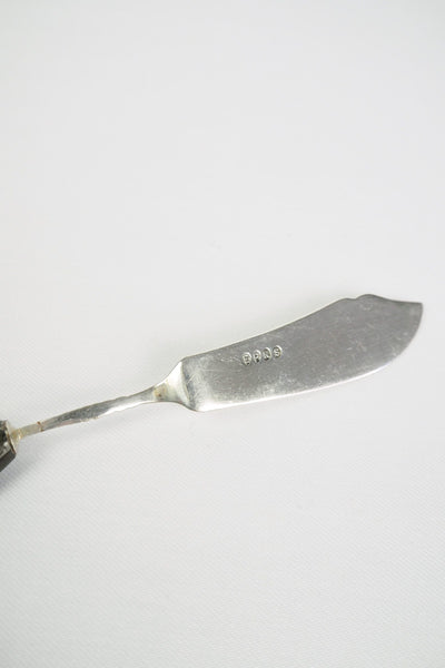 This Vintage Agate Butter Knife has a silver plated blade and a beautiful moss agate handle.