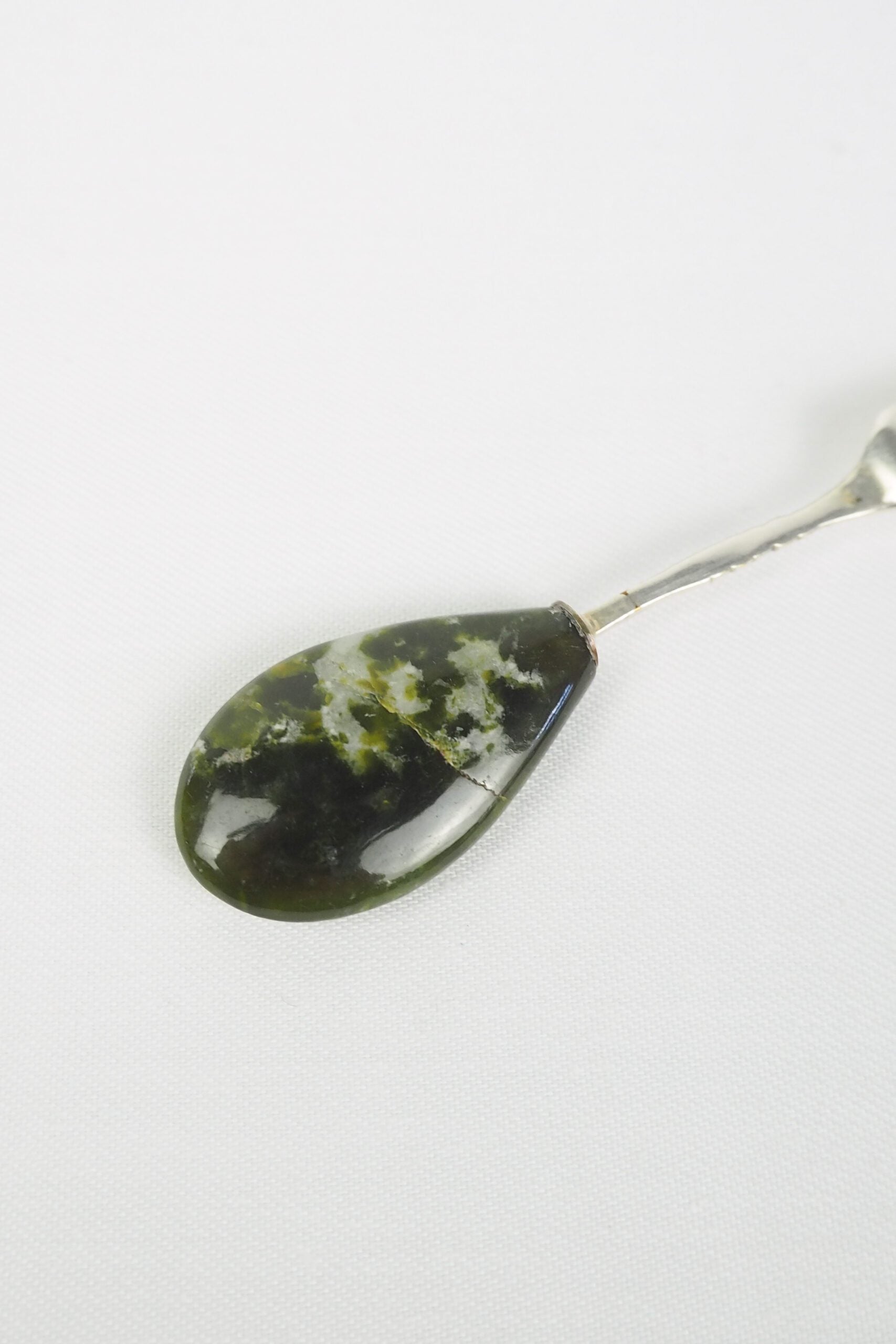 This Vintage Agate Butter Knife has a silver plated blade and a beautiful moss agate handle.