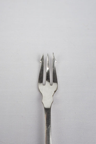 This Antique Pickle Fork has a beautiful Mother of Pearl handle, a Silver Plated neck and barbed prongs. Wildmore