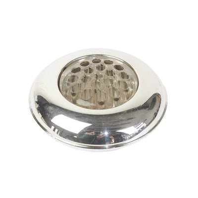 A vintage Silver Plate Flower Bowl with original glass flower frog. Filled with water, this mid century flower dish and flower frog is an elegant way to display your long stem flowers. Wildmore