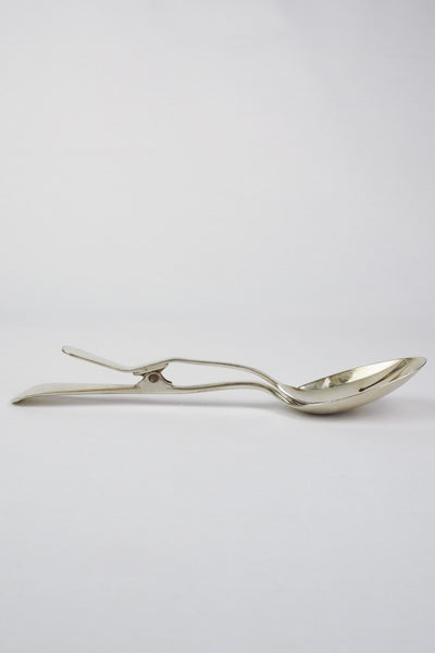 Silver Plate Hinged Salad Servers have a wonderful stone washed patina to the silver.