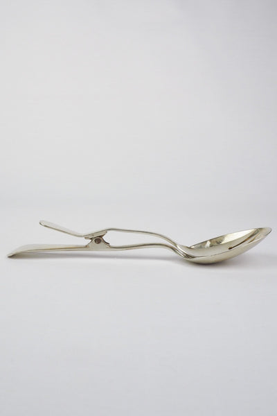Silver Plate Hinged Salad Servers have a wonderful stone washed patina to the silver.
