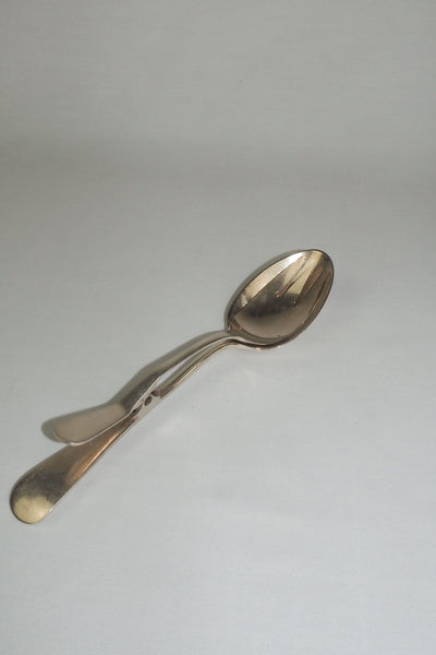 Silver Plate Hinged Salad Servers have a wonderful stone washed patina to the silver.