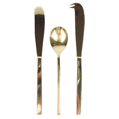 This mid century Scandinavian Brass Service Set for Cheese is in beautiful condition. With a stunning mid century style, boxy square handles and polished gold colour. 