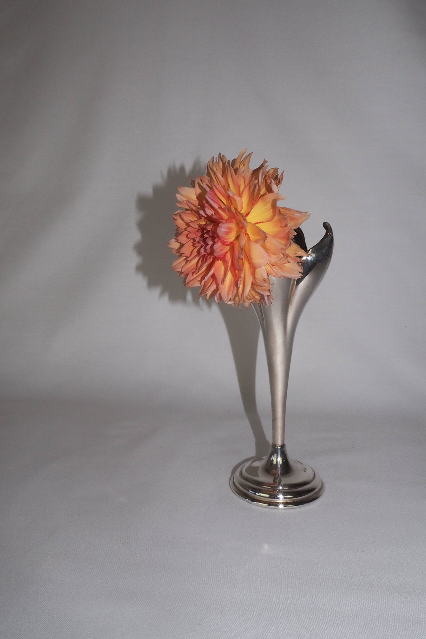 A stunning Vintage Silver Plate Flower Vase in the shape of a tulip. Tulip shaped bud vase sourced by Wildmore