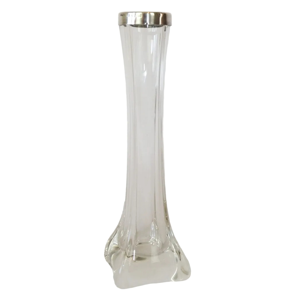Stunning Glass and Silver Bud Vase by Arthur Willmore Pennington of Birmingham, Circa 1902. This stunning bud vase has a solid silver rim.