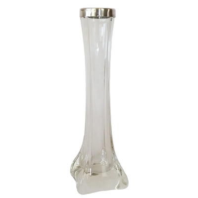 Stunning Glass and Silver Bud Vase by Arthur Willmore Pennington of Birmingham, Circa 1902. This stunning bud vase has a solid silver rim.