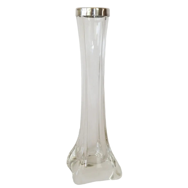 Stunning Glass and Silver Bud Vase by Arthur Willmore Pennington of Birmingham, Circa 1902. This stunning bud vase has a solid silver rim.