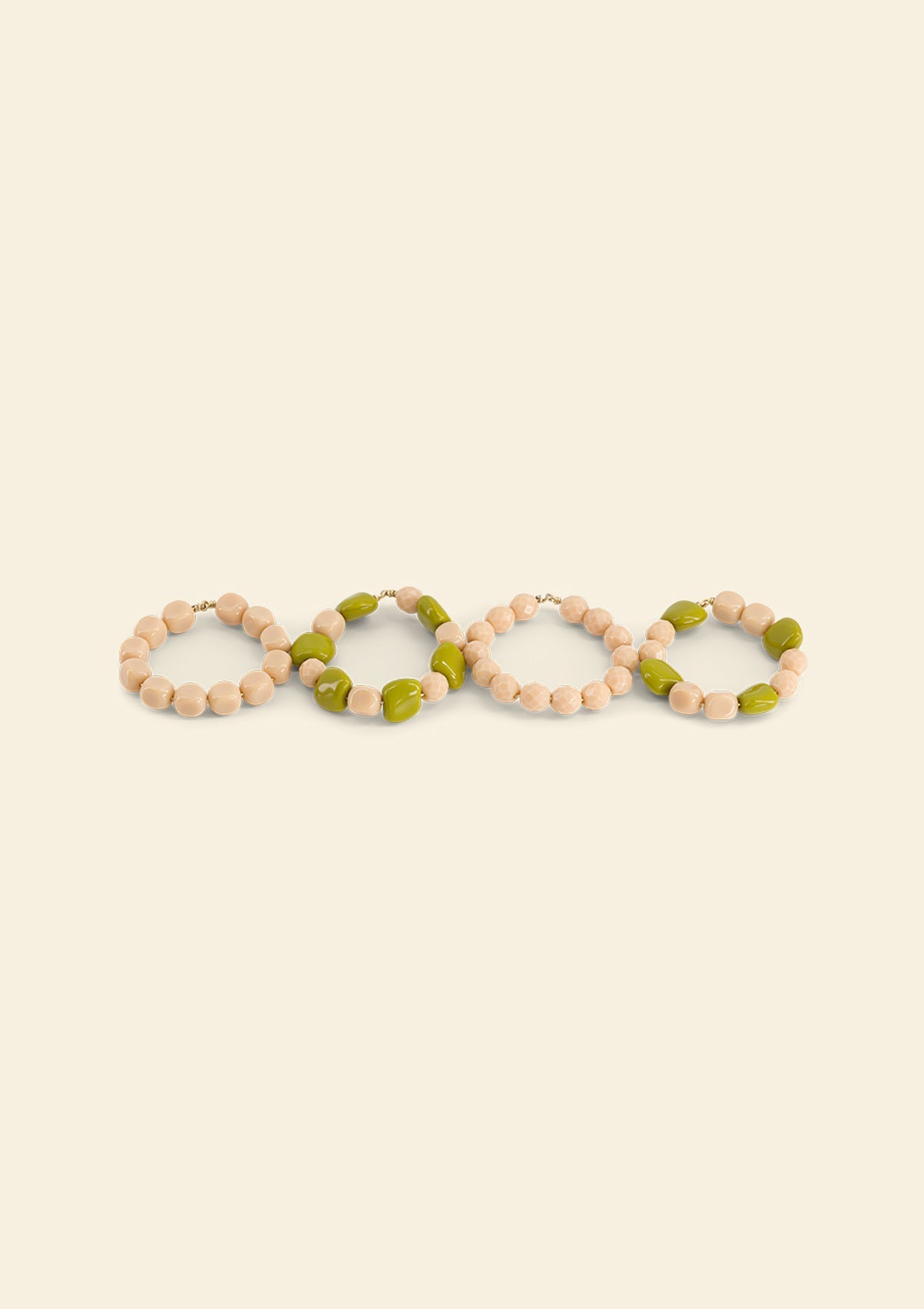 The Green Olive & Ivory Beaded Napkin Rings (set of 4)