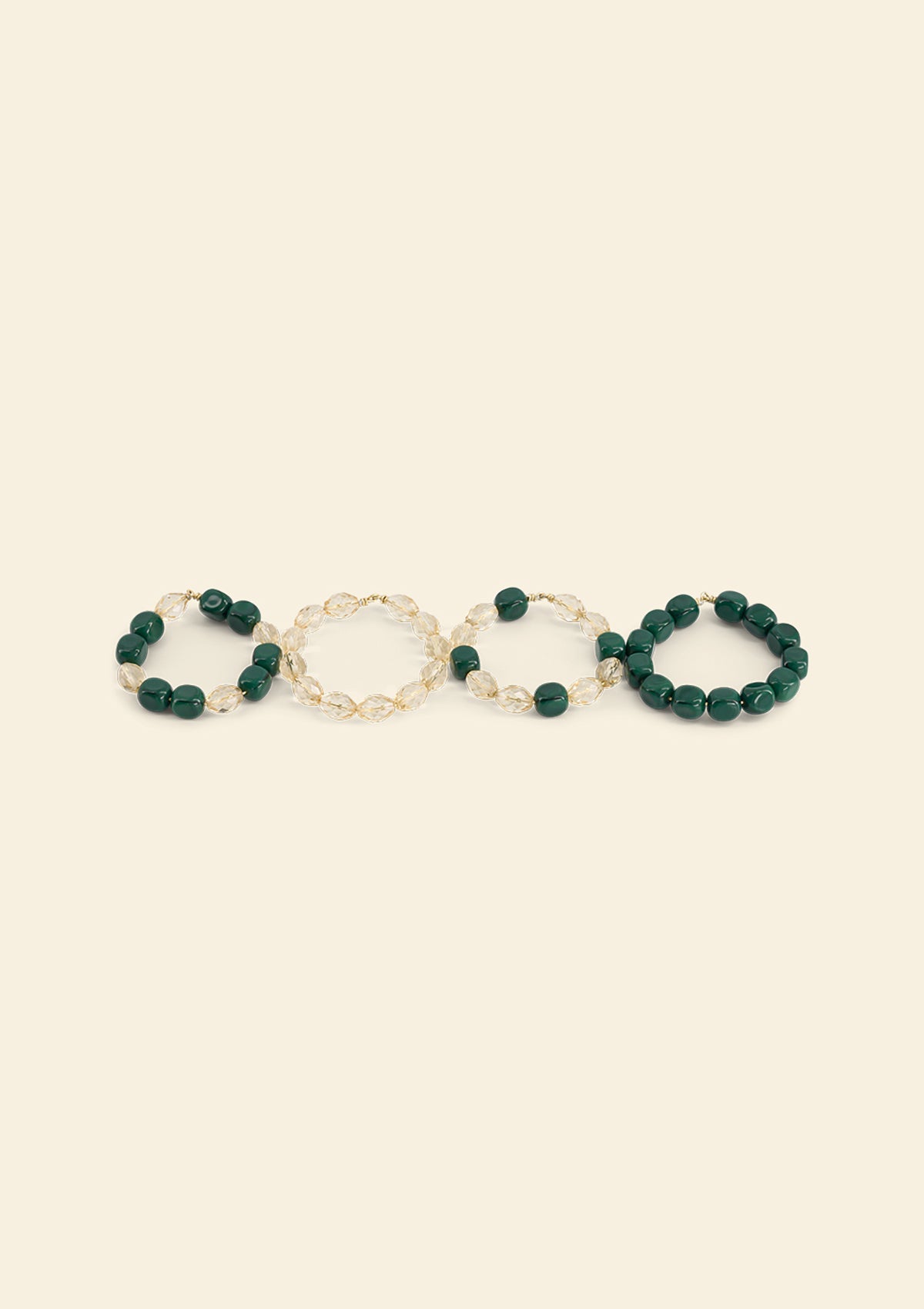 The Emerald & Daffodil Beaded Napkin Rings (set of 4)