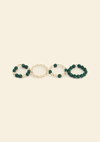The Emerald & Daffodil Beaded Napkin Rings (set of 4)