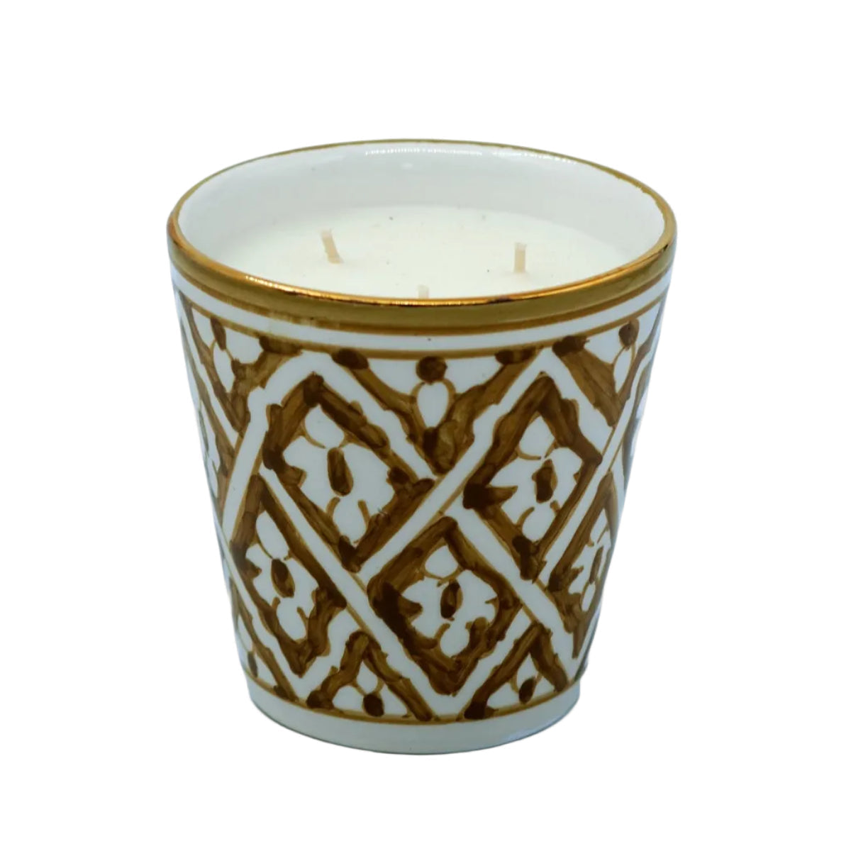 PETITE BOUGIE CONIQUE FASSIA KAKI GOLD CERAMIC (9537005420863)