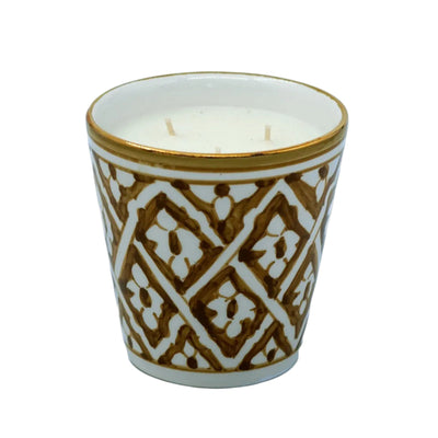 PETITE BOUGIE CONIQUE FASSIA KAKI GOLD CERAMIC (9537005420863)