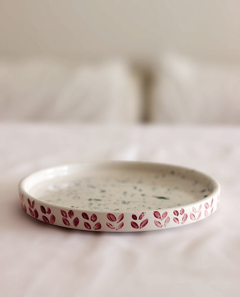 HAND PAINTED CERAMIC DESSERT PLATE WITH SPLASHES