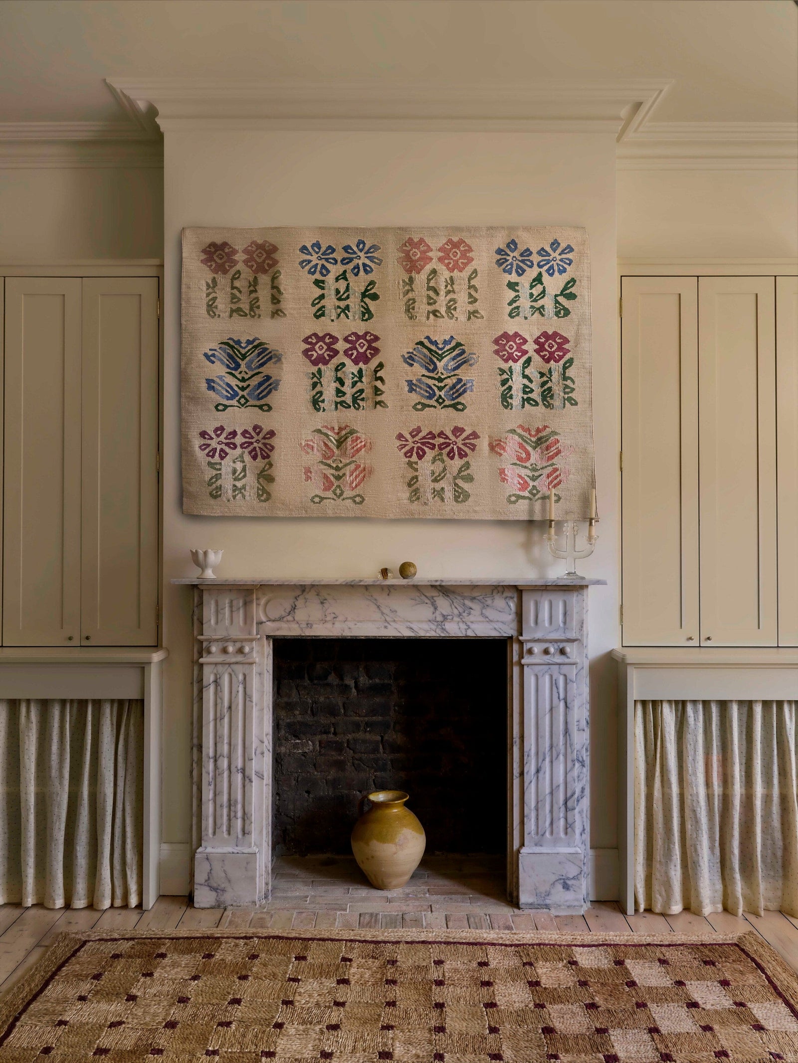 Folkloric Floral Kilim Tapestry