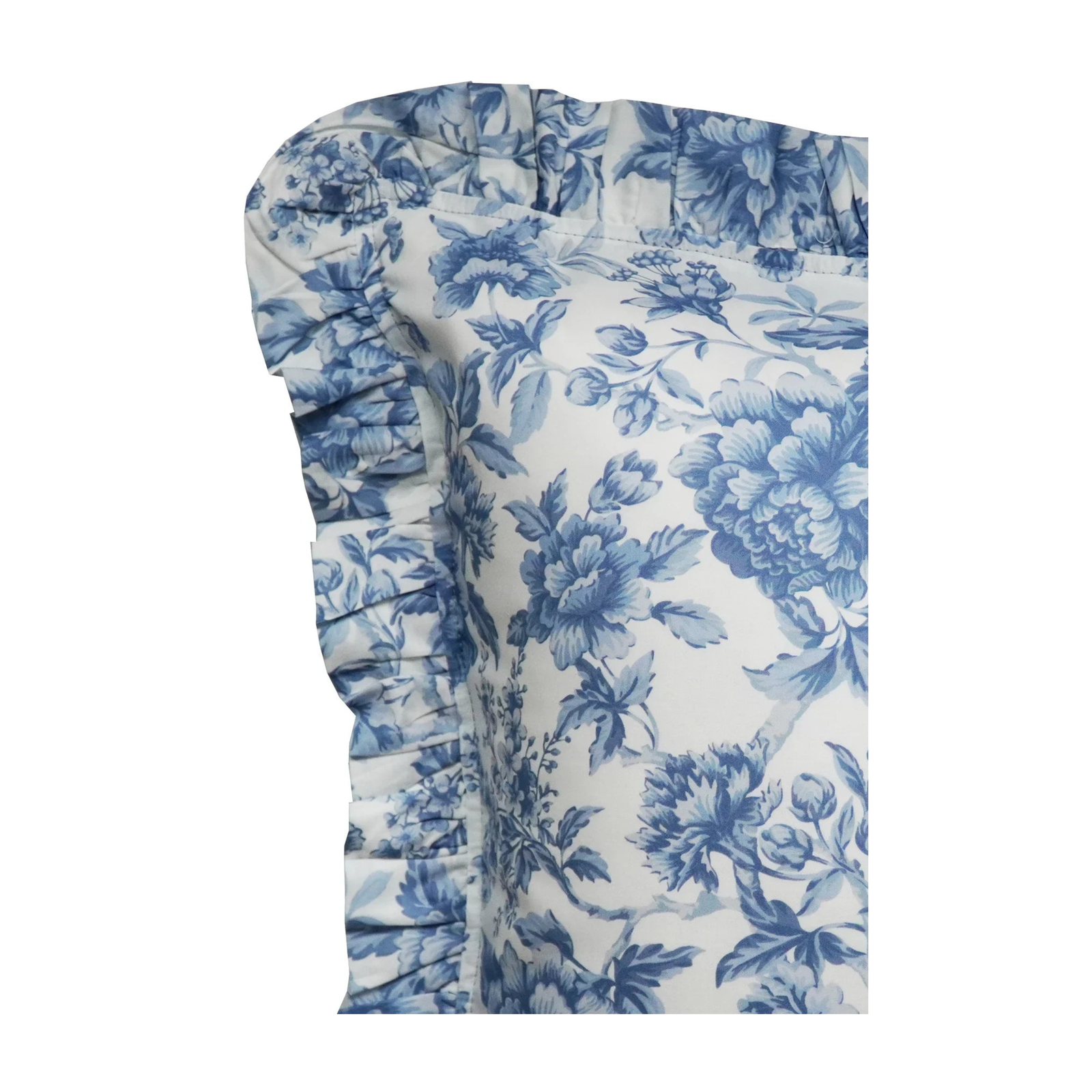 Frill-Edge Pillowcase Made With Liberty Fabrics & Bridgerton Regency Trail China Blue