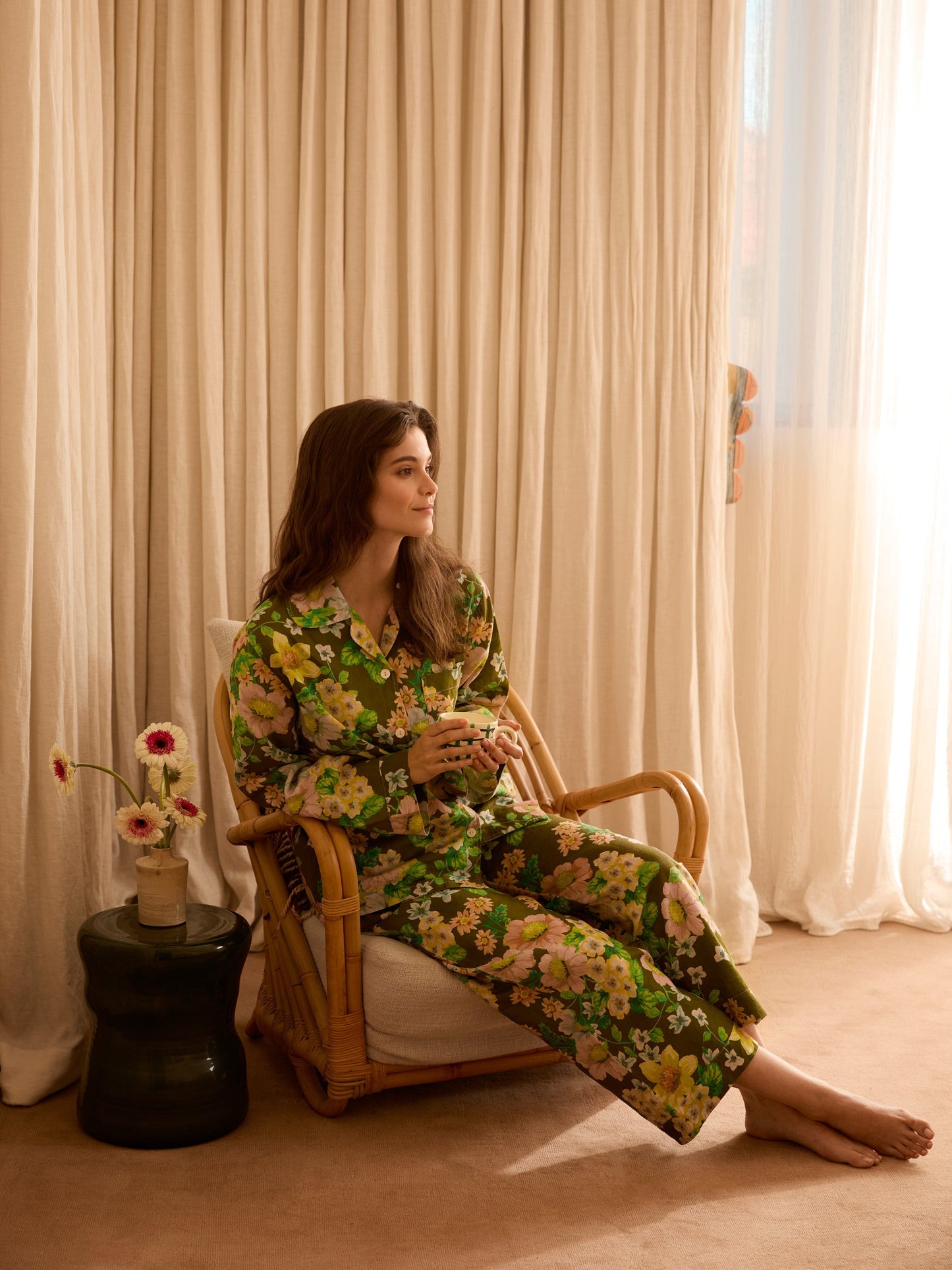 Buttercup Olive Linen Pyjama Set