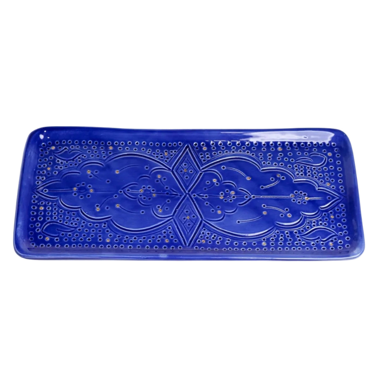 Long Rectangular Tray - Majorelle Blue Gold Print