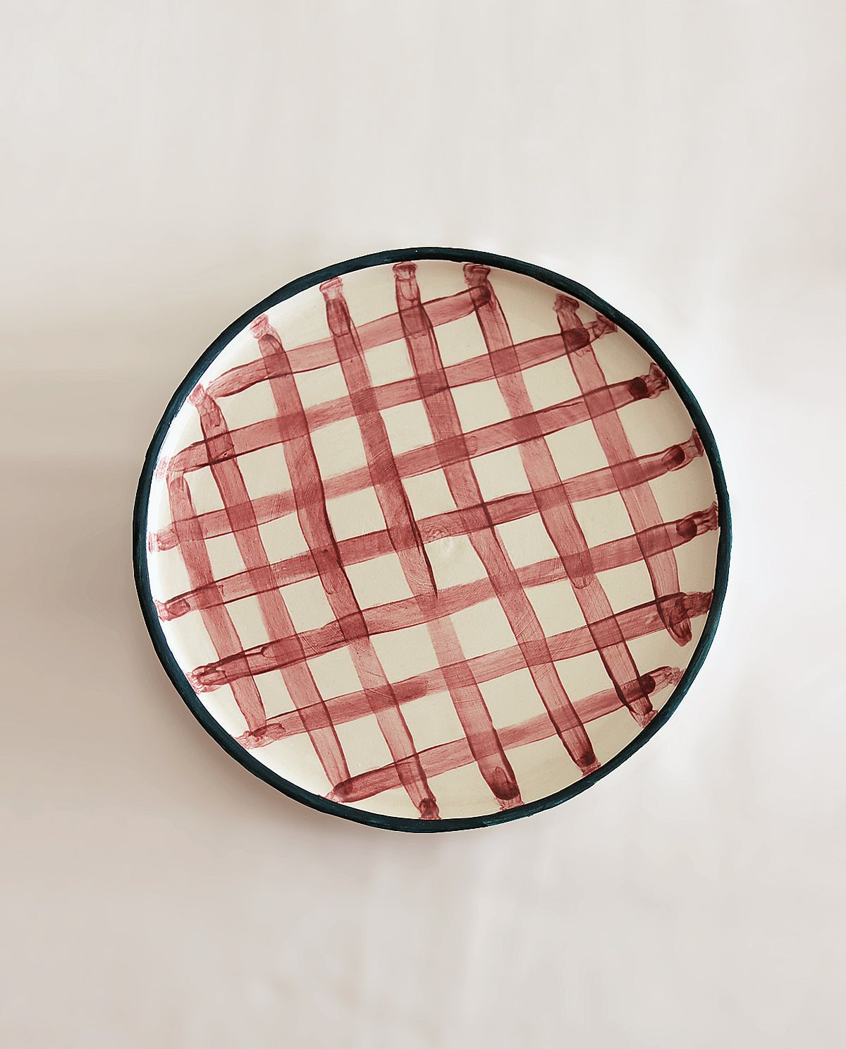 PURPLE PLAID HANDMADE CERAMIC DINNER PLADE FOR SALE