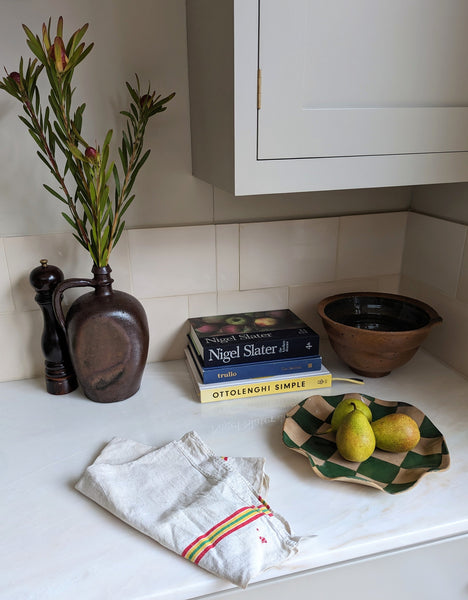 Green Check Wavy Serving Platter