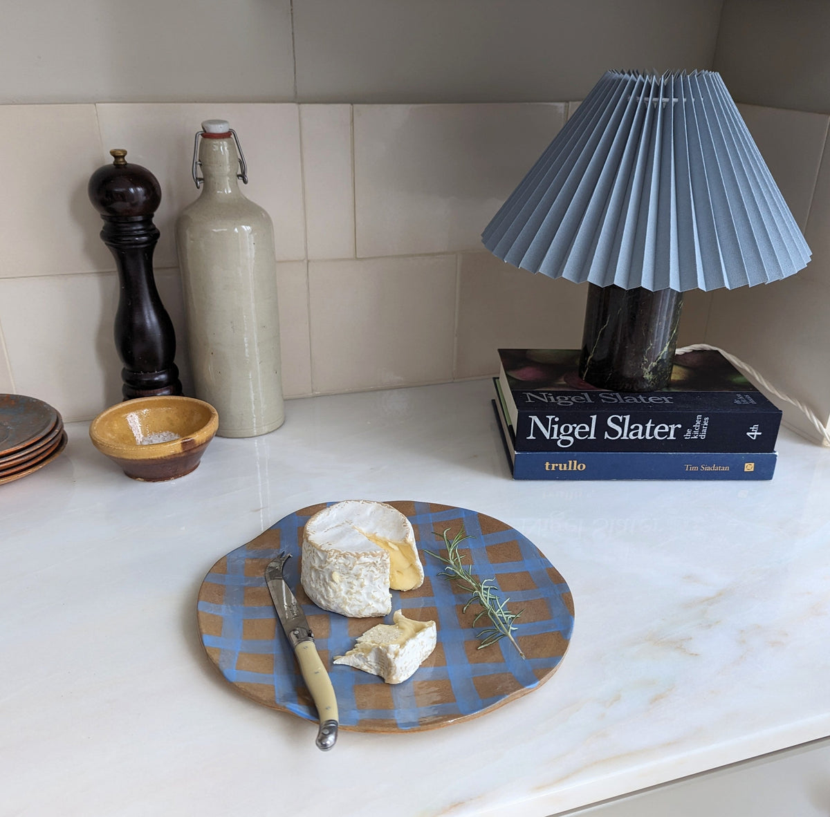 Blue Gingham Serving Platter
